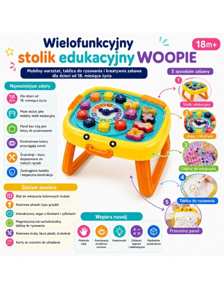 WOOPIE Interactive 3-in-1 Educational Table Workshop Board Sorter Numbers