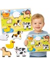 VIGA Holz-Puzzles 2in1 Bauernhof – Montessori-Steckspiel für Kinder