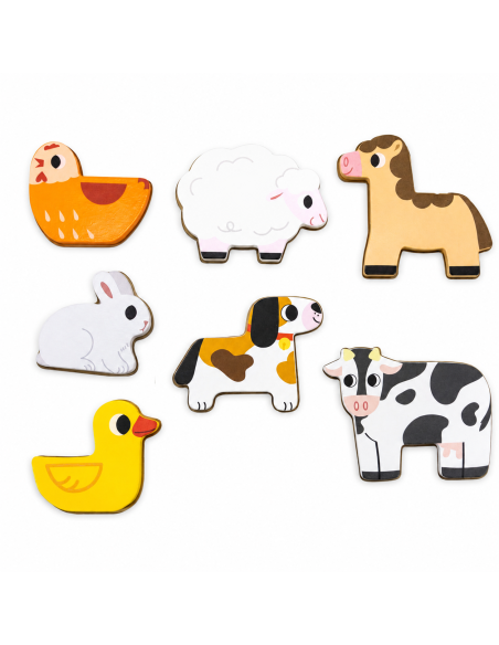 VIGA Holz-Puzzles 2in1 Bauernhof – Montessori-Steckspiel für Kinder