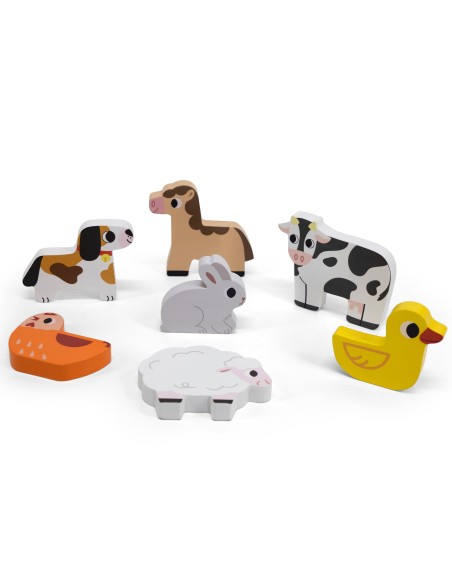 VIGA Holz-Puzzles 2in1 Bauernhof – Montessori-Steckspiel für Kinder