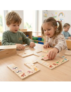 VIGA Holzdomino 2in1 Tiere und Zahlen – pädagogischer Spielspaß 2