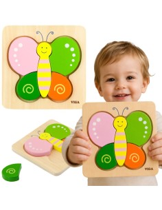VIGA Holzpuzzle Schmetterling für Kleinkinder – Lernspielzeug