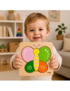 VIGA Holzpuzzle Schmetterling für Kleinkinder – Lernspielzeug 2