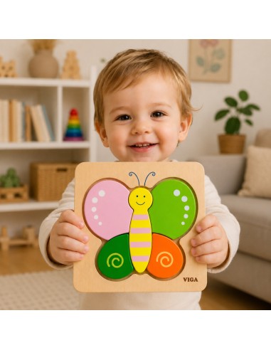 VIGA Holzpuzzle Schmetterling für Kleinkinder – Lernspielzeug