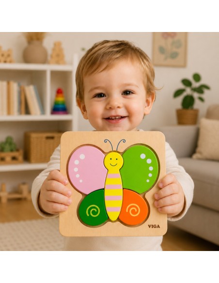 VIGA Holzpuzzle Schmetterling für Kleinkinder – Lernspielzeug