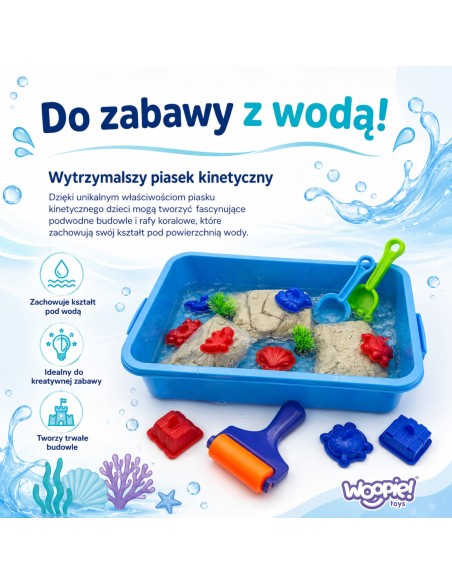 WOOPIE Kinetinis smėlis vandeniui – Magiškas rinkinys lagaminėlyje