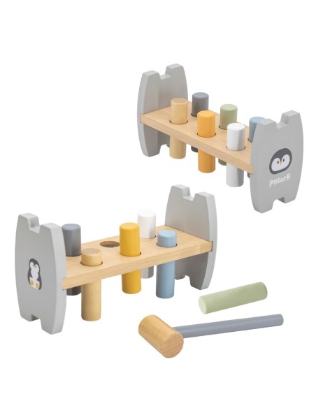 Set VIGA PolarB: Holz-Pyramide und Hammer- und Steckspiel (Montessori)