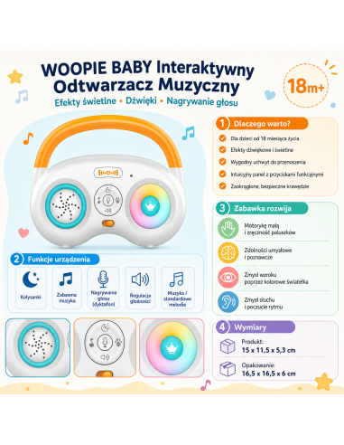 WOOPIE BABY muzikos grotuvas – Edukacinis garsinis žaislas