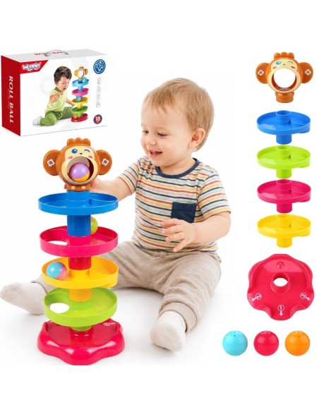 WOOPIE BABY Spiralinė bokštinė trasa + 3 rutuliukai – žaislas vaikams