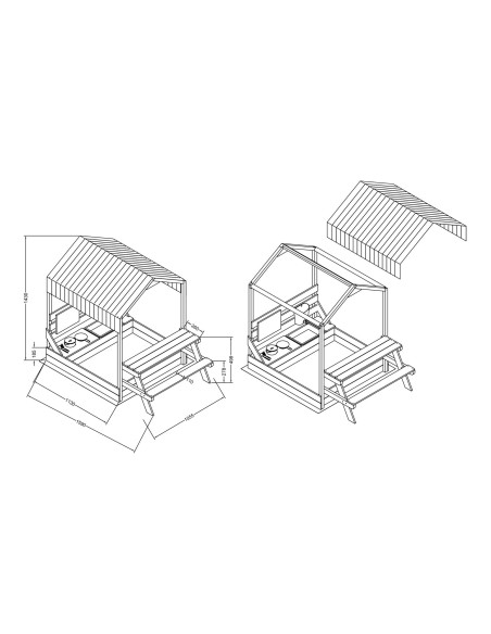 AXI Bo Sandbox with Roof, Kitchen and Picnic Table