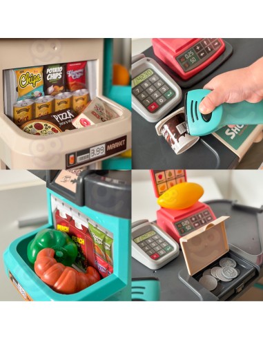WOOPIE Supermarkt-Shop – Wagen, Korb, Kasse, Waage, Scanner (47-teilig)