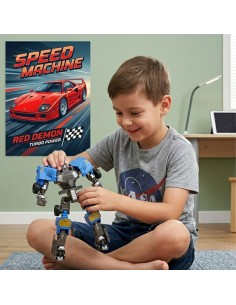 WOOPIE robotas 2 in 1 kovinė transporto priemonė – žaislas mažiems herojams 2