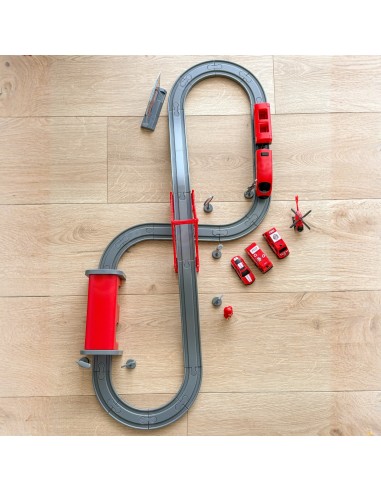 Gleisstrecke mit Zug Woopie – Set 66-tlg. Brücke Tunnel Geräusche
