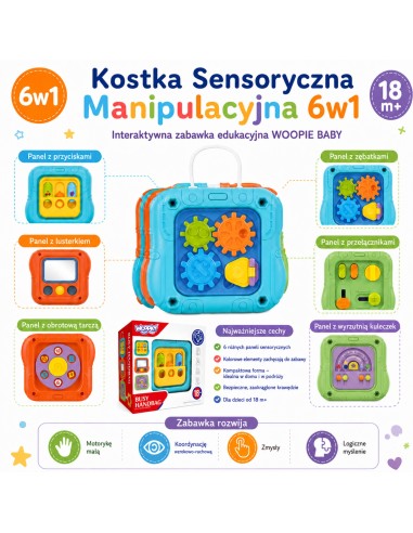 WOOPIE BABY Sensorik-Würfel 6-in-1 Lernspielzeug interaktiv