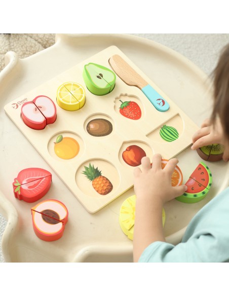 Montessori Fruit Cutting Set with Velcro, 20 pcs., CLASSIC WORLD
