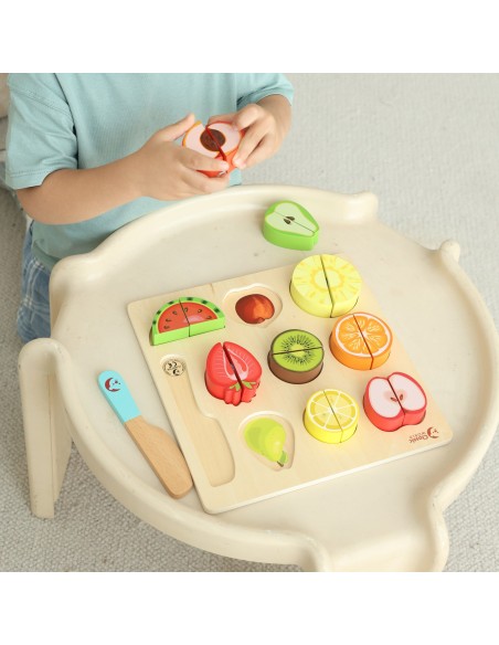Montessori Fruit Cutting Set with Velcro, 20 pcs., CLASSIC WORLD