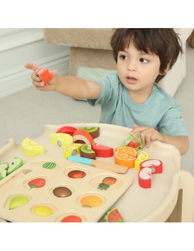 Montessori vaisių pjaustymo rinkinys su lipdukais, 20 vnt., CLASSIC WORLD