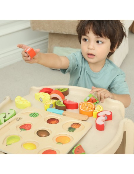 Montessori Fruit Cutting Set with Velcro, 20 pcs., CLASSIC WORLD