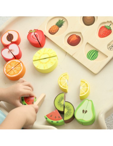 Montessori vaisių pjaustymo rinkinys su lipdukais, 20 vnt., CLASSIC WORLD