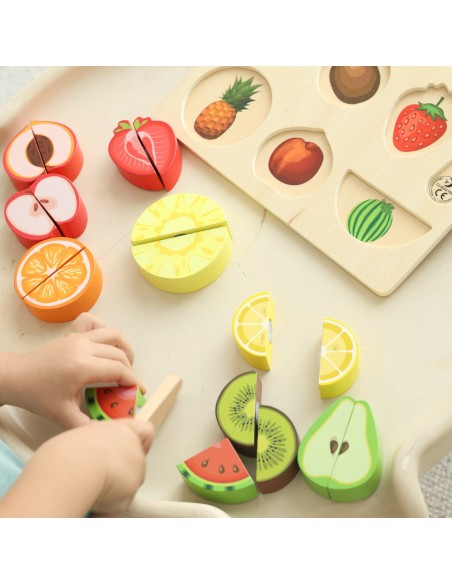 Montessori Fruit Cutting Set with Velcro, 20 pcs., CLASSIC WORLD