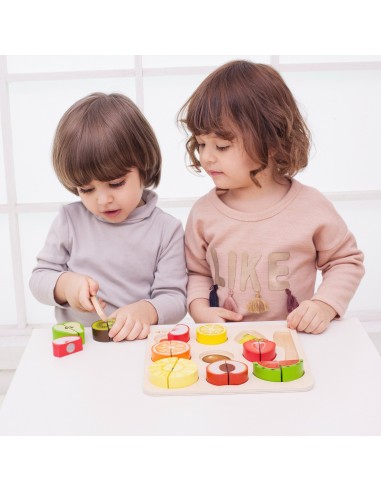 Montessori vaisių pjaustymo rinkinys su lipdukais, 20 vnt., CLASSIC WORLD