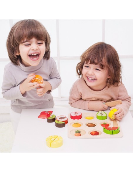 Montessori Fruit Cutting Set with Velcro, 20 pcs., CLASSIC WORLD