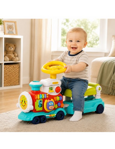 OPIE BABY Lokomotive Schieber Roller 2in1 Interaktiver Zug Dampf