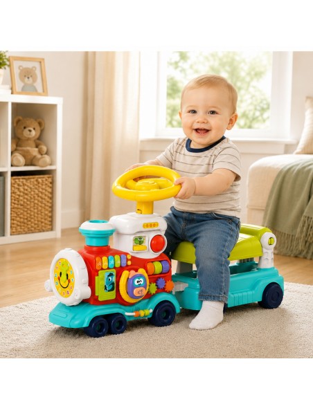 OPIE BABY Lokomotive Schieber Roller 2in1 Interaktiver Zug Dampf