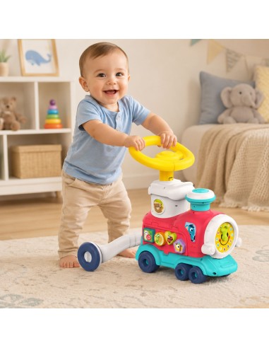 WOOPIE BABY traukinukas-stumdukas, paspirtukas 2in1 interaktyvus – garai