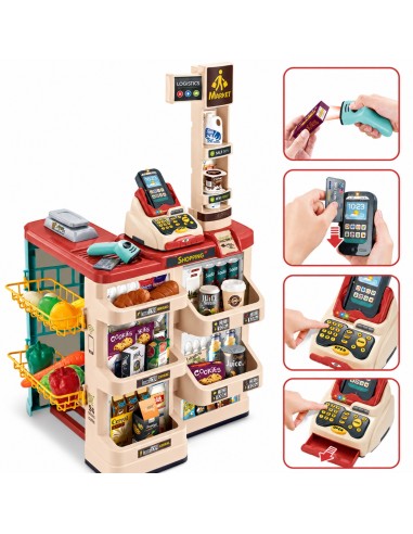 Einkaufswagen WOOPIE mit Waage, Kasse und Scanner + 48 Zubehör