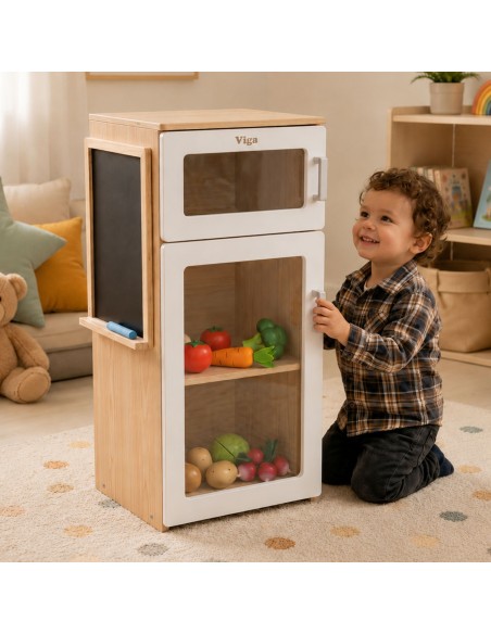 Kryniai medinė šaldytuvo lovelė su kreidos lenta - Žaislas vaikams