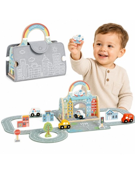 Mini-Stadt Tooky Toy – Holzstadt in tragbarer Tasche