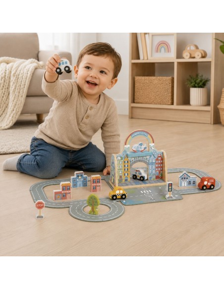 Mini-Stadt Tooky Toy – Holzstadt in tragbarer Tasche