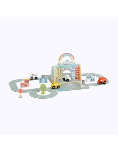 Mini-Stadt Tooky Toy – Holzstadt in tragbarer Tasche 2