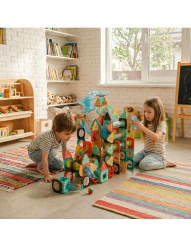 WOOPIE 3D konstrukcinės kaladėlės 228 vnt. - Edukacinė kamuoliukų trasa