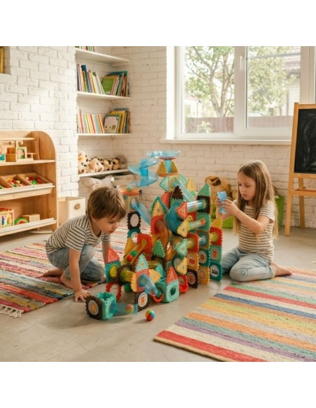 WOOPIE 3D konstrukcinės kaladėlės 228 vnt. - Edukacinė kamuoliukų trasa