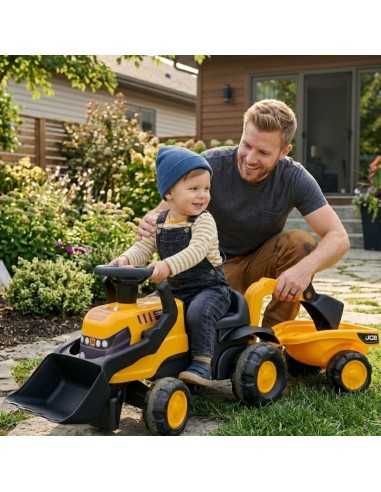 FALK Ride-on JCB Tractor with Trailer and Accessories Silent Wheels 1-3 Years