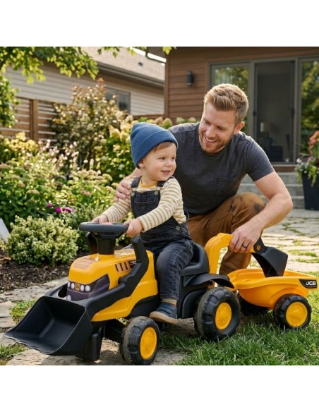 FALK Ride-on JCB Tractor with Trailer and Accessories Silent Wheels 1-3 Years