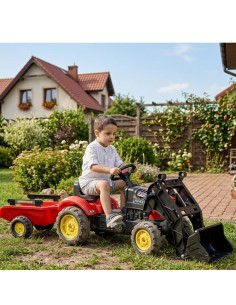 Red Supercharger Excavator Tractor with Falk Trailer - From 2 Years Old 2