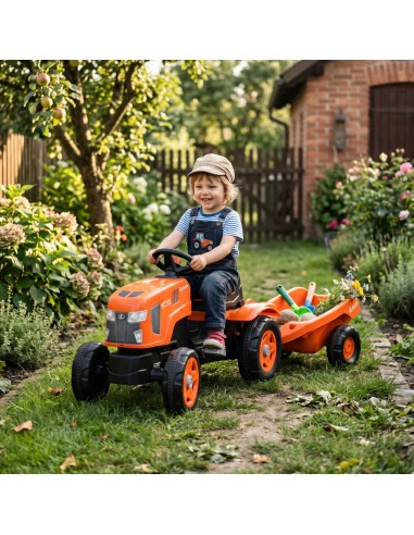 FALK Traktor na Pedały Kubota z Przyczepą i Otwieraną Maską 2-6 Lat