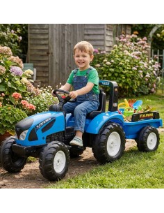 FALK Landini traktorius mėlynas su priekabėle vaikams 3+ 2