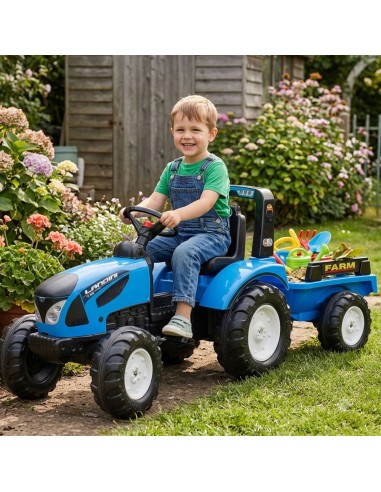 FALK Traktor Landini Niebieski z Przyczepką dla Dzieci 3+