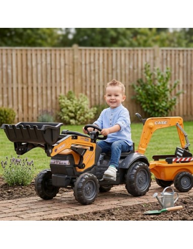 FALK Pedal-Traktor CASE mit Bagger und Anhänger, 2–5 Jahre