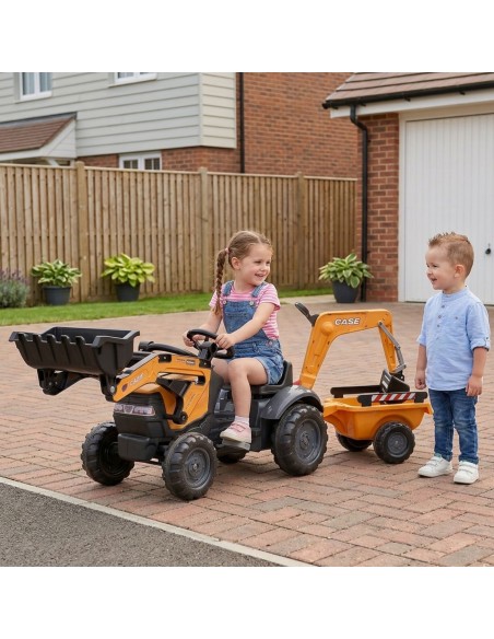 FALK Pedal-Traktor CASE mit Bagger und Anhänger, 2–5 Jahre