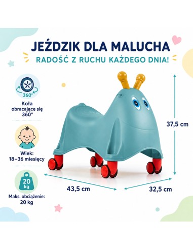FEBER Jeździk Odpychacz Casual z Obrotowymi Kółkami 360° 1+