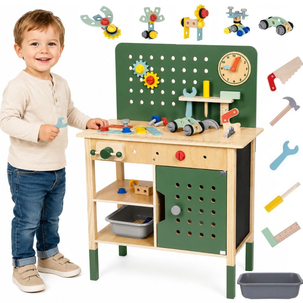 roheline stem workshop tööriist – WOOPIE roheline puidust STEM Workshop tööriist komplekt