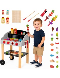 Medinis sodo grilis BBQ ant vežimėlio WOOPIE – virtuvės rinkinys