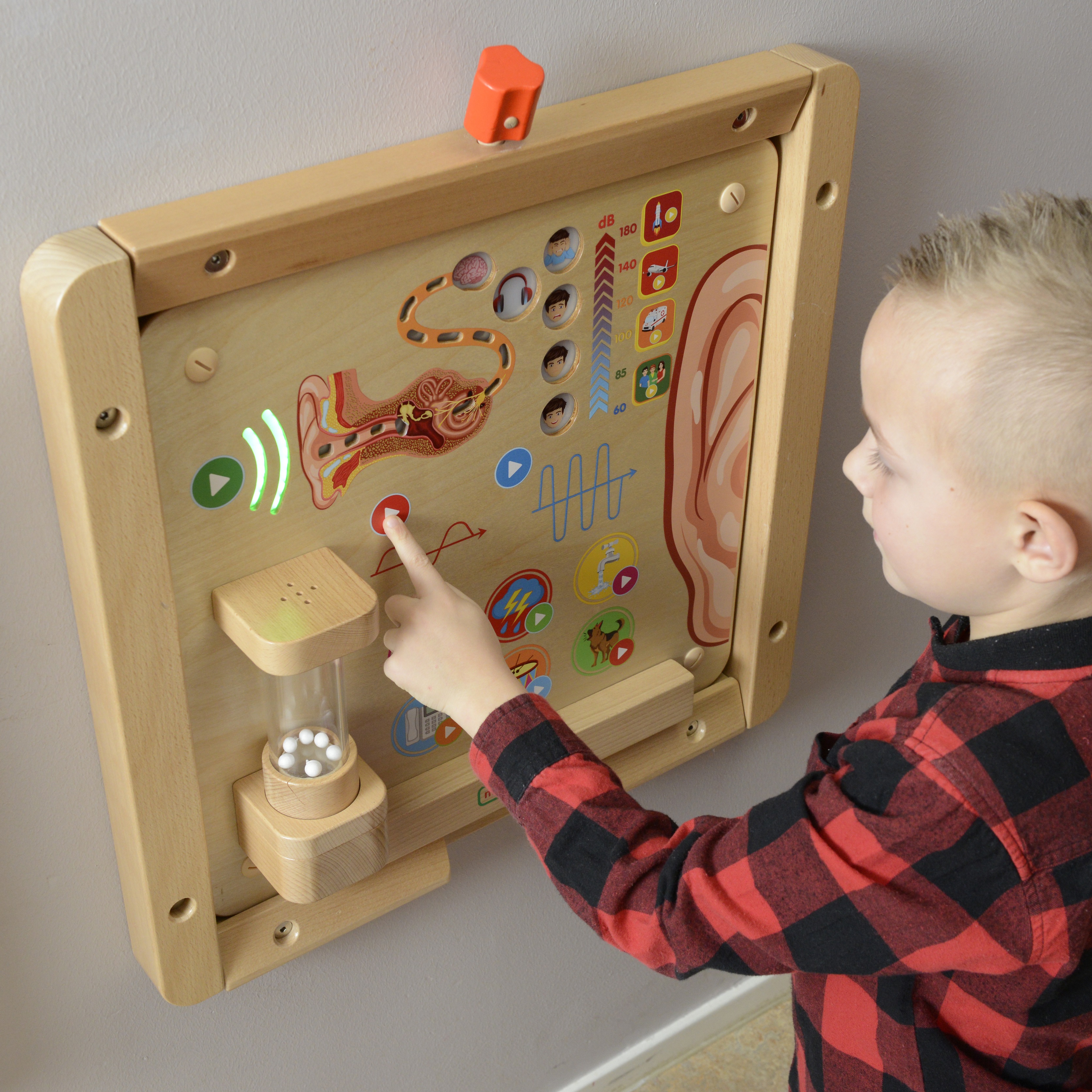 Tablica edukacyjna zmysł słuchu montessori