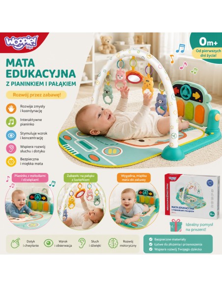 WOOPIE BABY Interaktyvus mokomasis kilimėlis su pianinuku - kūdikiams
