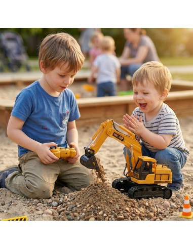 WOOPIE Large Remote Controlled Excavator on Tracks 7 Functions Sound + Acc.